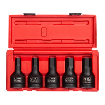 Sunex 5-Piece 3/4 In. Drive Metric Hex Impact Socket Set 4507